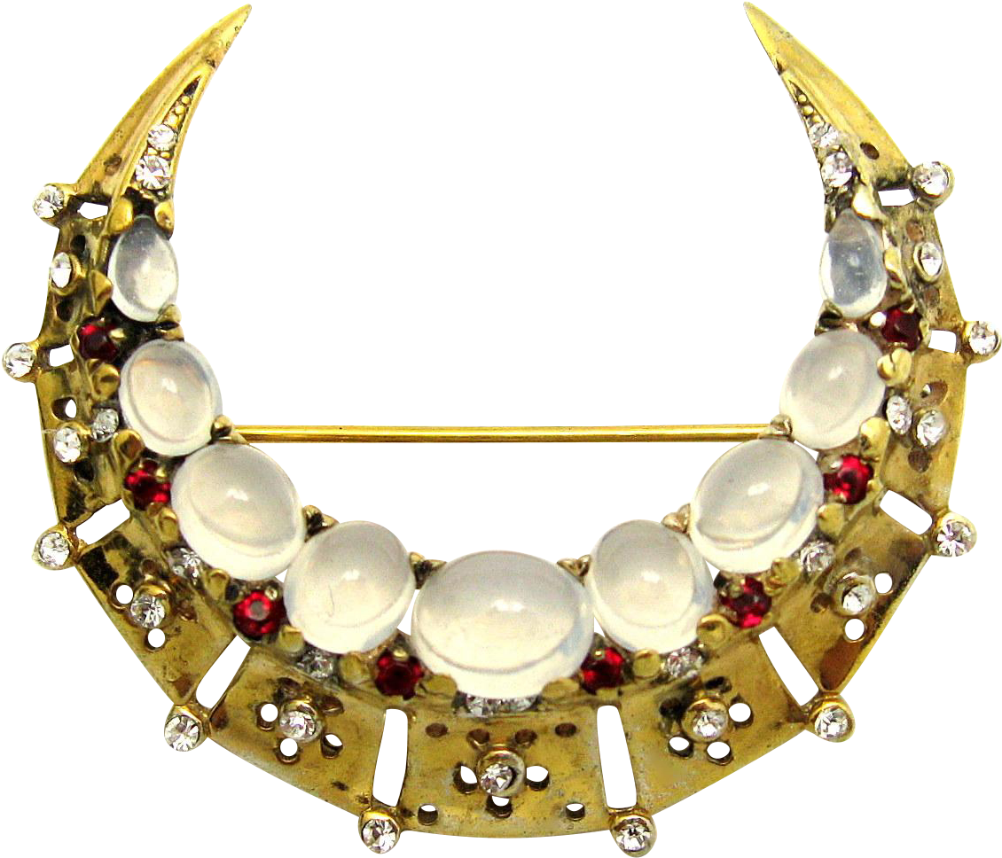 Crown Trifari A Philippe 1946 Sterling Crescent Moon - Necklace (1129x1129), Png Download