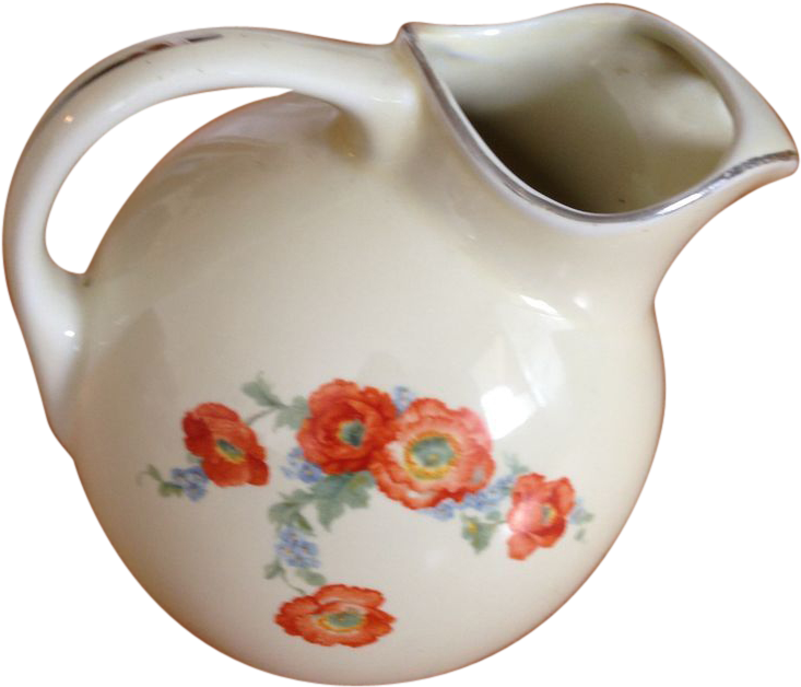 Orange Poppy Water Ball Jug - Ceramic (732x732), Png Download