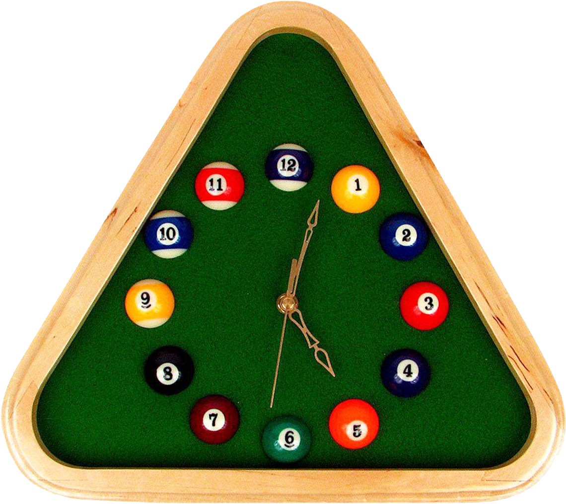Billiard Clock- Triangle - Trademark Global Pool Rack Quartz Clock With Solid (2200x2200), Png Download