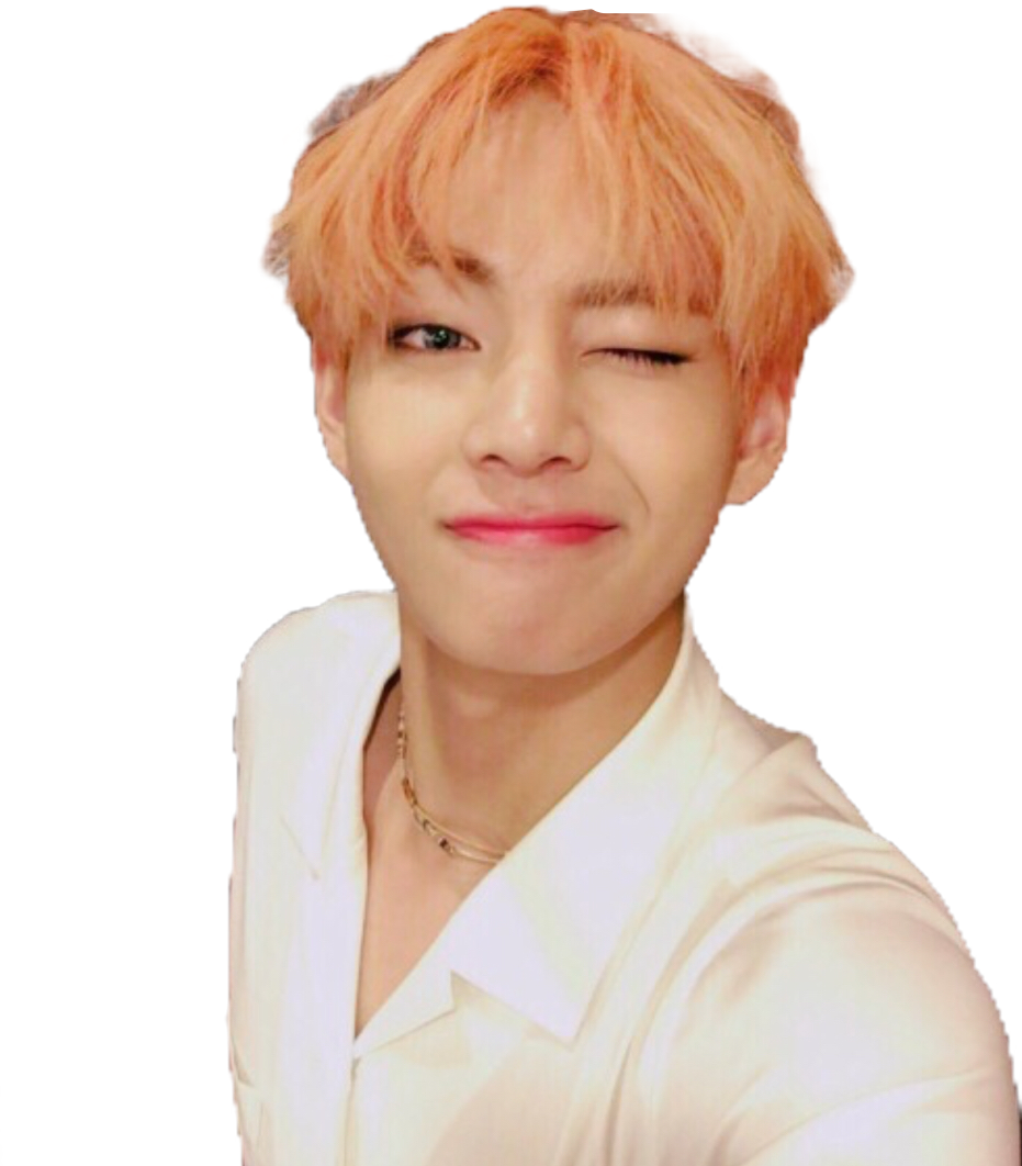 Taehyung Wink Attractive Orange Sticker Freetoedit - Kim Taehyung Orange Aesthetic (931x1062), Png Download
