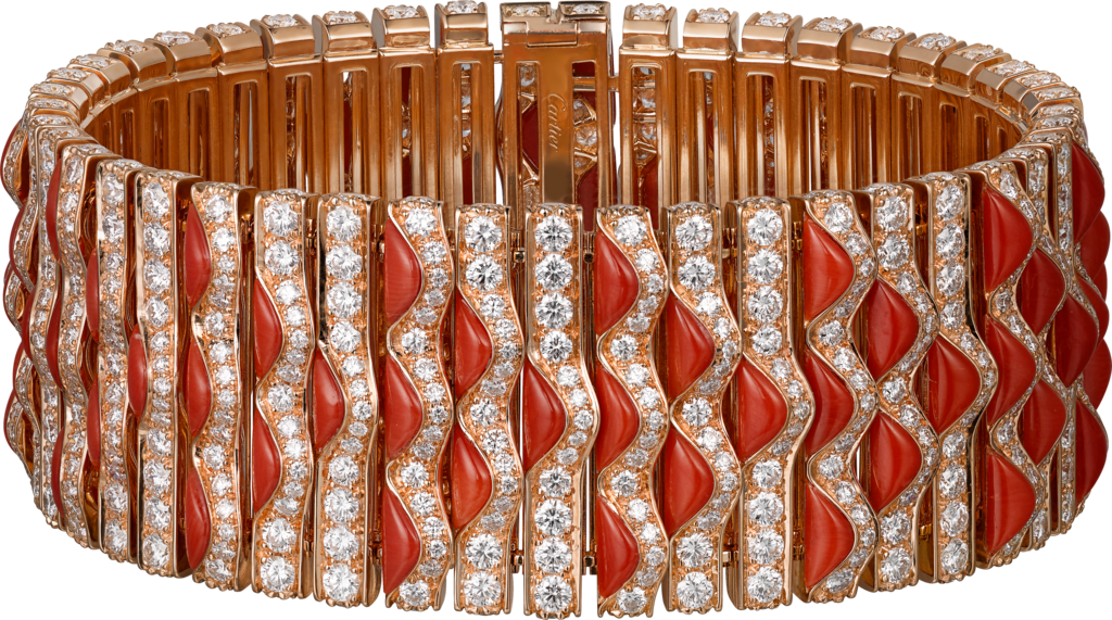 High Jewelry Braceletpink Gold, Coral, Diamonds - Brazaletes Alta Joyeria (1024x571), Png Download