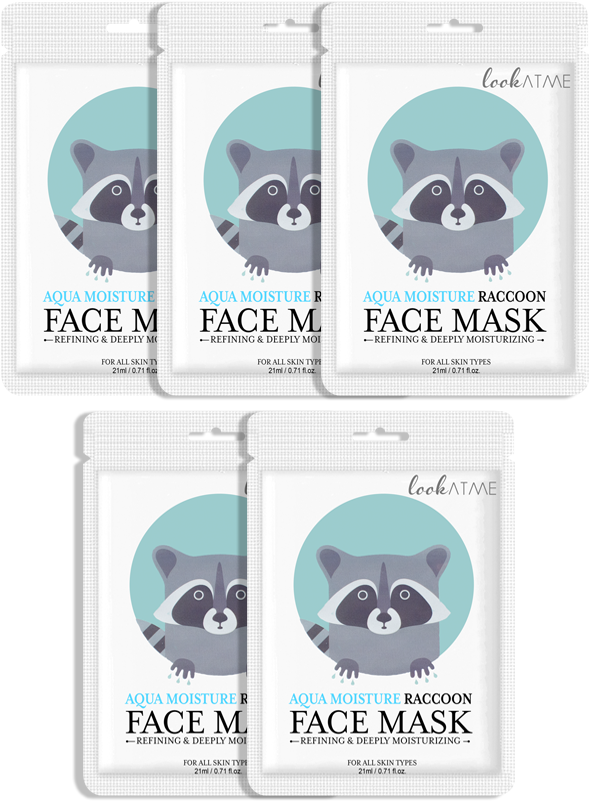 Face Mask- Aqua Moisture Raccoon - Face (700x933), Png Download