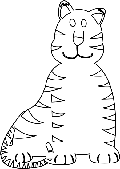 Colorful Animal Tiger Black White Line Art 555px - Clip Art (555x555), Png Download