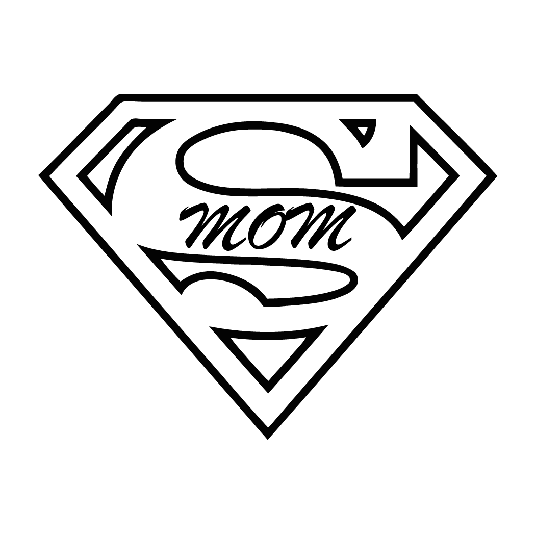 Super Mom Decal - Coloring Page Superman Logo Printable (1051x1051), Png Download