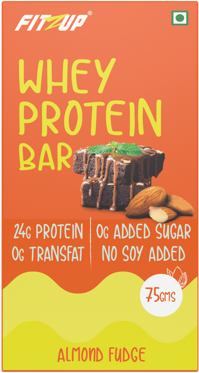 Buy Fitzup Almond Fudge Whey Protein Bar Pack Of 6 - Protein Bar (800x800), Png Download