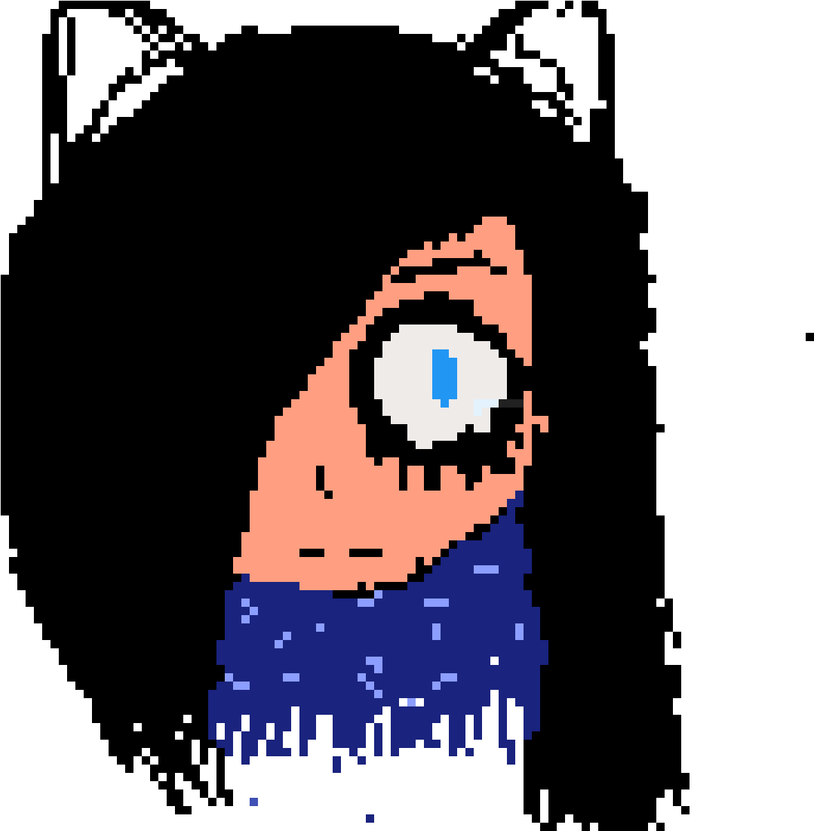 Girl, Black Hair, Cat Ears - Illustration (1200x1200), Png Download