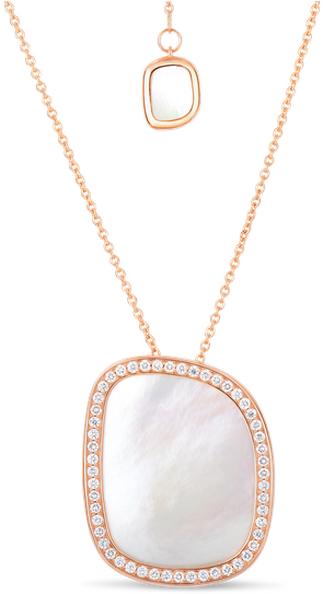 Roberto Coin Small Pendant With Mother Of Pearl And - Roberto Coin Mother Of Pearl Diamond Art Deco Pendant (800x800), Png Download