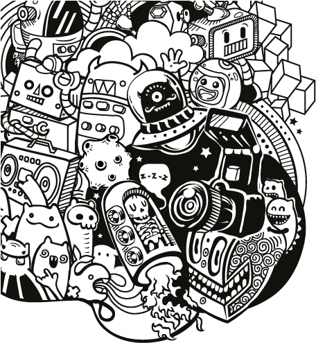 Print-doodle - Doodle Robot (649x500), Png Download