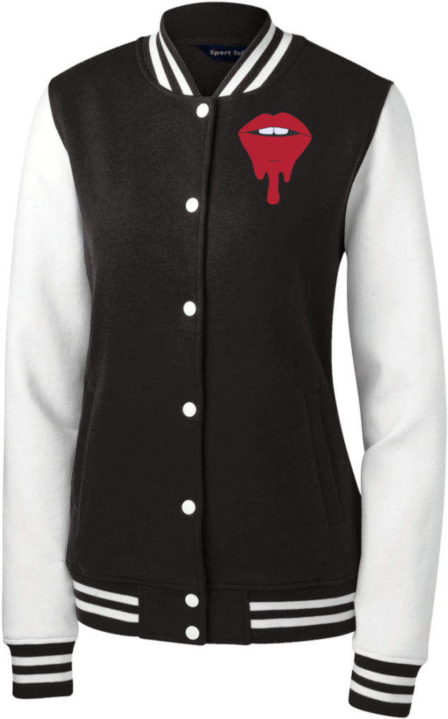 Dripping Lips Women's Fleece Letterman Jacket With - Ladies Custom Varsity Sweatshirt | Your Name And Number (1024x1024), Png Download