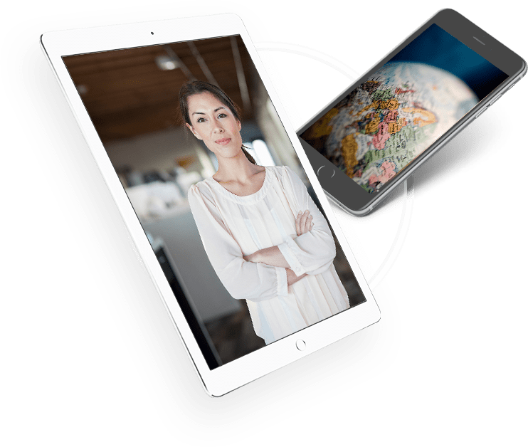 A Woman Standing While Folding Her Arms Shown On A - Tablet Computer (742x628), Png Download