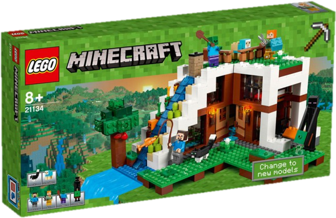 21134 The Waterfall Escape - Lego Minecraft The Waterfall Base (687x600), Png Download