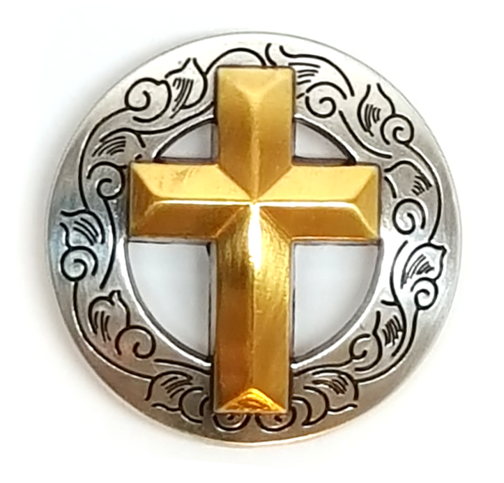 Western Silver Gold Cross - Silver (723x693), Png Download