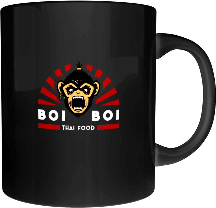 Boi Boi Full Logo Mug Black (1176x850), Png Download