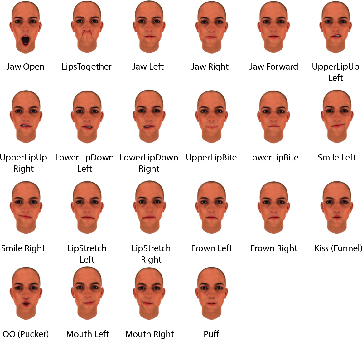 22 Facial Expressions In Binaryvr Sdk - Face Expression Types (1200x1200), Png Download