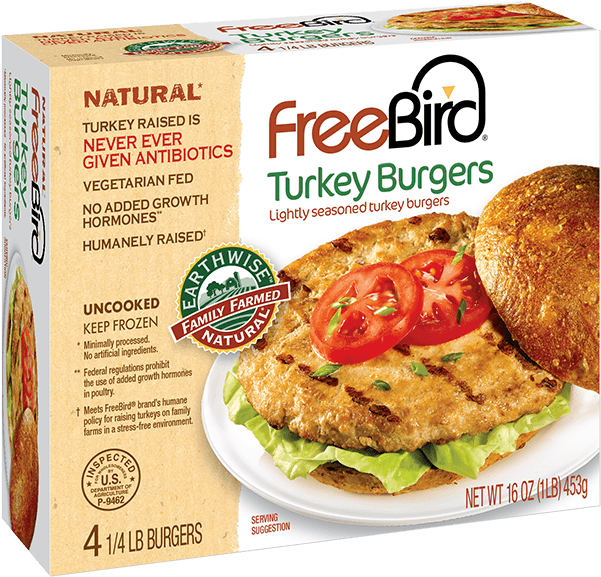 Natural* Turkey Burgers - Freebird Gluten Free Chicken Nuggets - 12 Oz Box (600x600), Png Download
