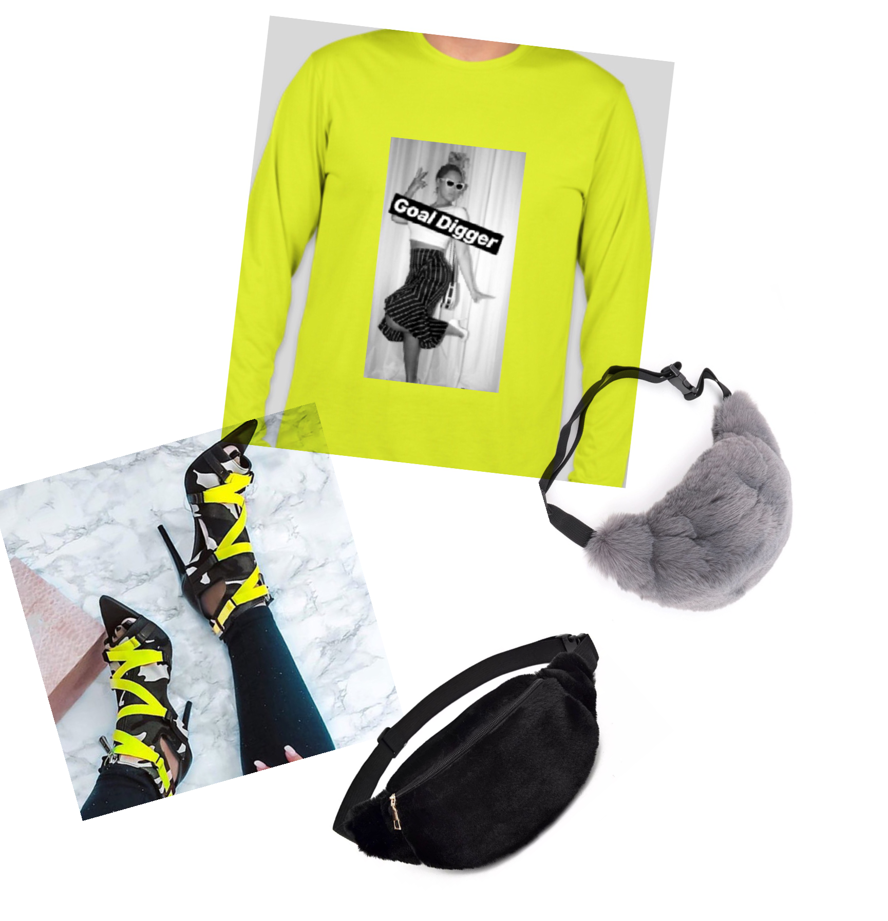 Image Of Neon Long Sleeve “bey” Goal Digger Tshirt - Long-sleeved T-shirt (1729x1794), Png Download