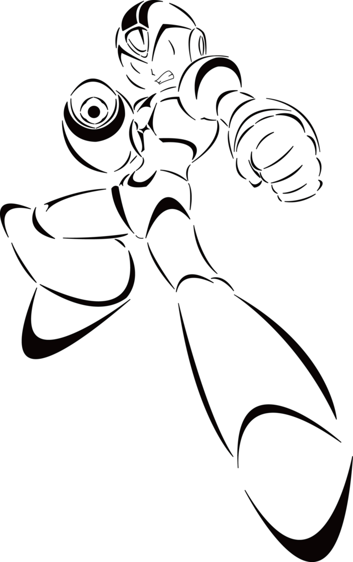 Mega Man Clipart Black And White - Megaman X Black And White Png (708x1127), Png Download