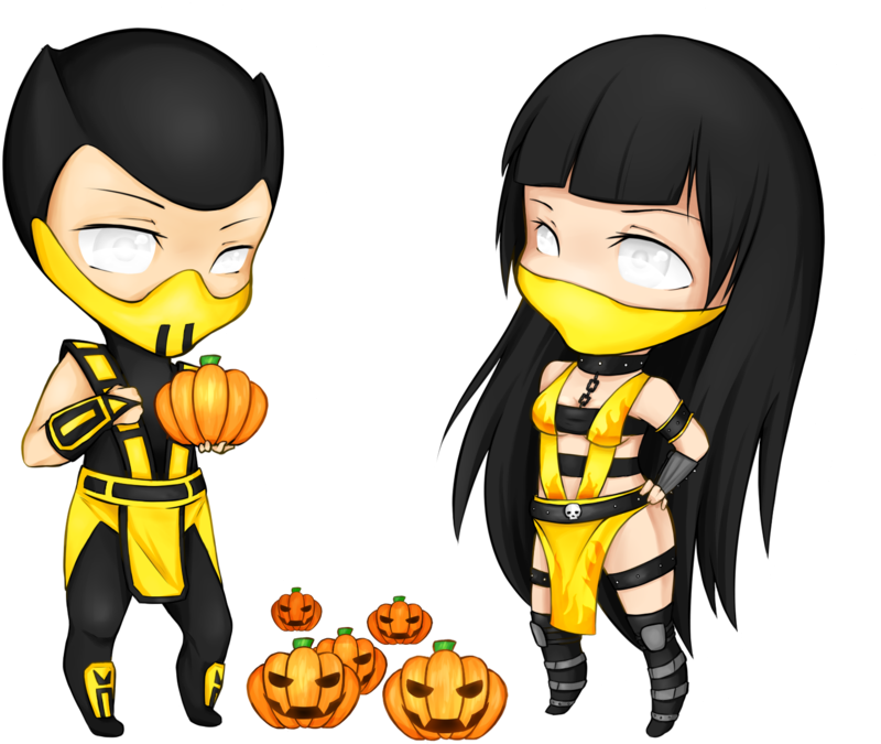 Scorpion And Hellfire Chibi - Mortal Kombat Scorpion Chibi (1024x717), Png Download