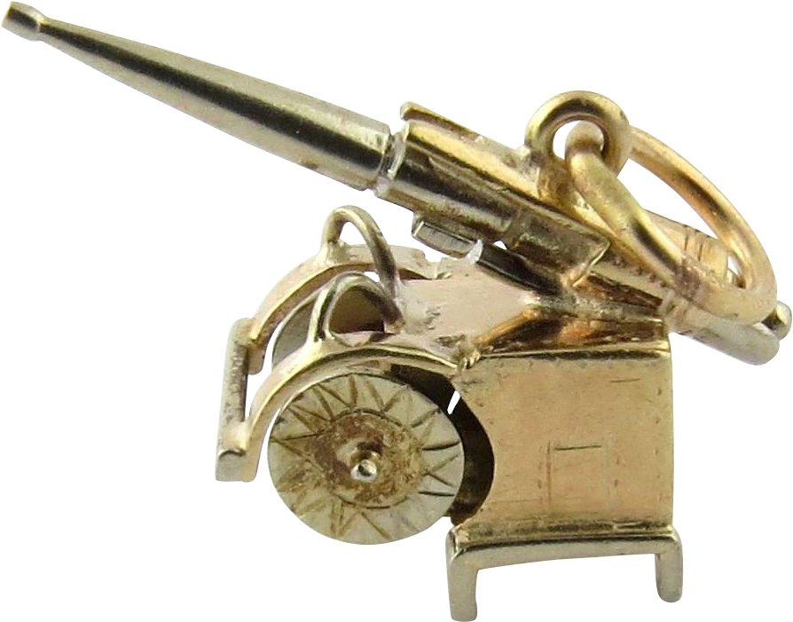 Vintage 9k Two-tone Gold Moving Cannon Charm - Goldandsilverbrokers Jahrgang 9k Anhänger Zweifarbig (893x893), Png Download