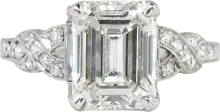 Art Deco 1930's - Engagement Ring (747x747), Png Download