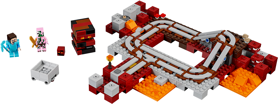 21130 Lego® Minecraft™ The Nether Railway - Lego Minecraft Nether Railway (1000x750), Png Download
