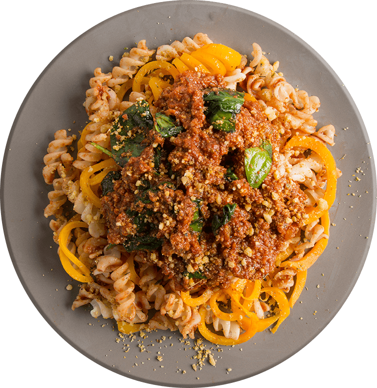 Athlete Turkey Ragu Bolognese Over Gluten-free Pasta - Hot Dry Noodles (740x762), Png Download