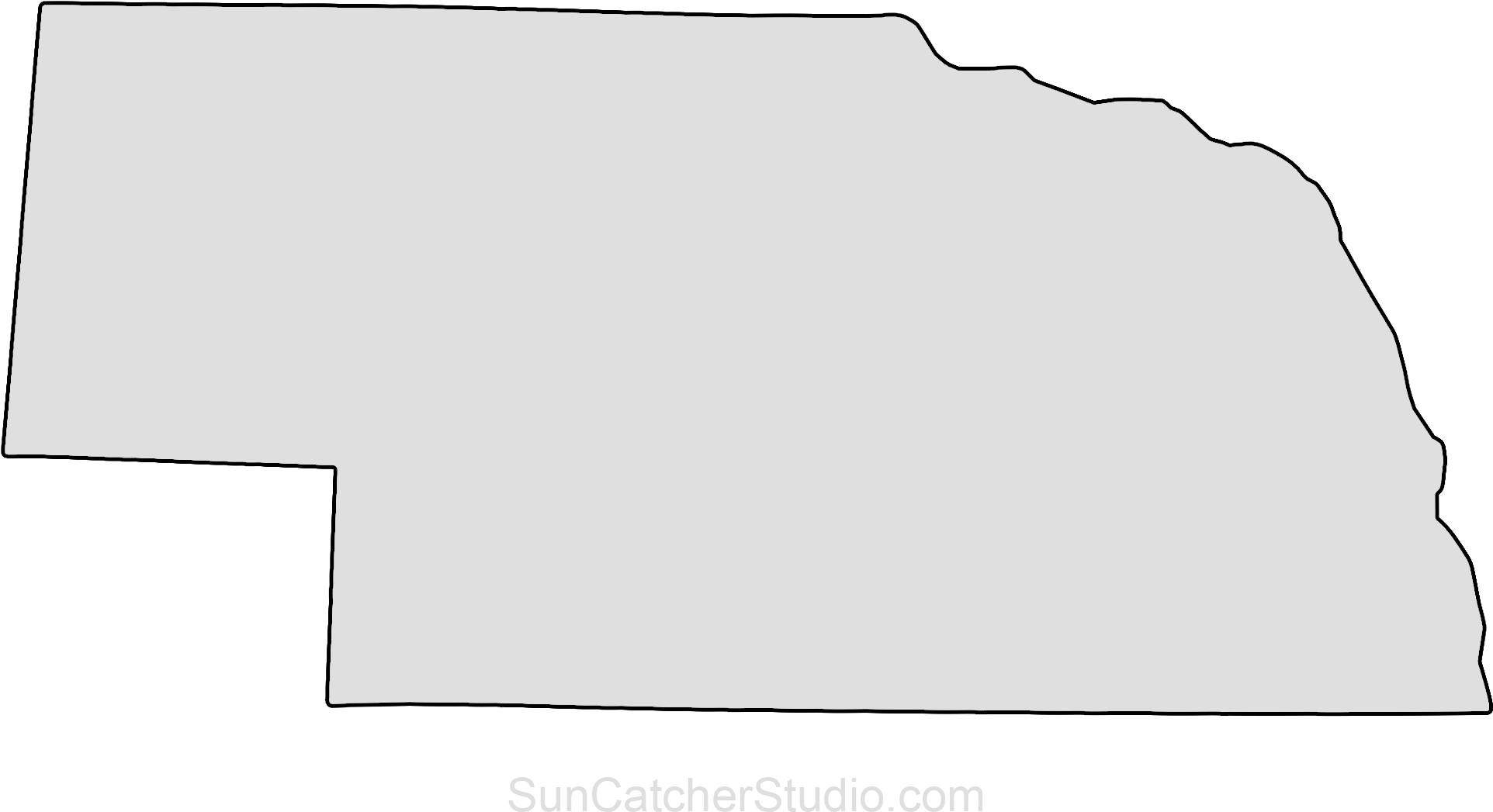 Nebraska Map Outline Printable State Shape Stencil Pattern | Images and