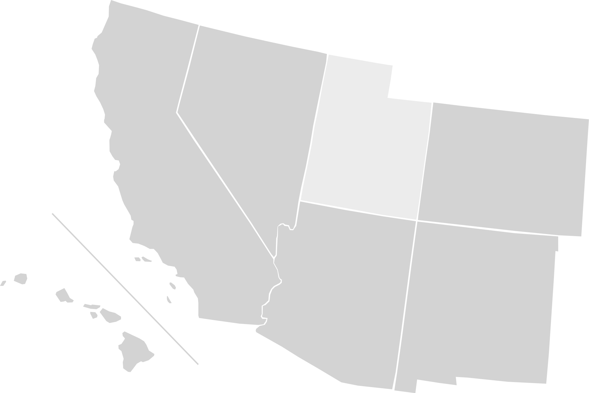 2000px Us Southwest Temples Outline Map Svg In Blank - Hawaii White Black Shower Curtain (1024x682), Png Download