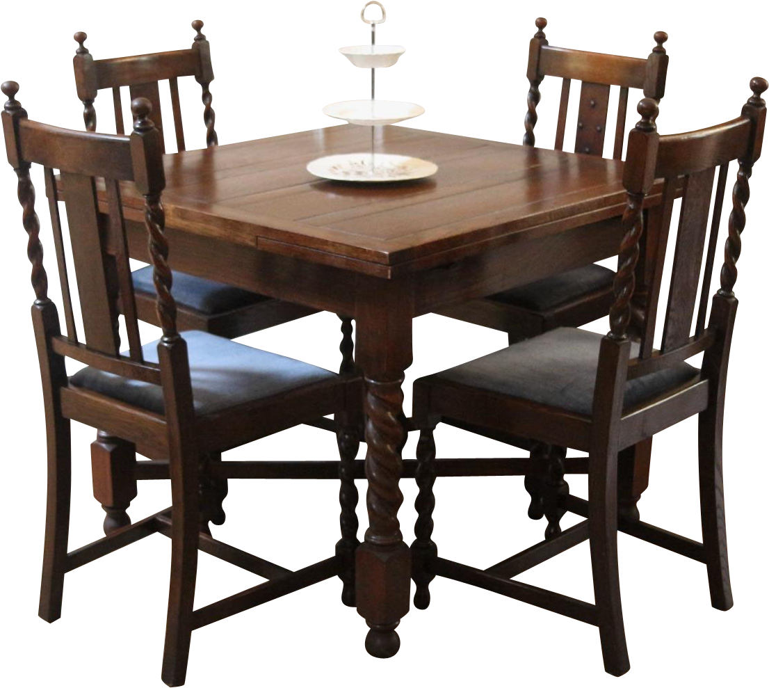 Antique English Draw Leaf Pub Dining Table And Chairs - Table And Chairs Transparent Background (1105x1105), Png Download