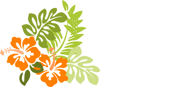Orange Hibiscus Clip Art At Clker - Hawaiian Flower Throw Blanket (600x307), Png Download