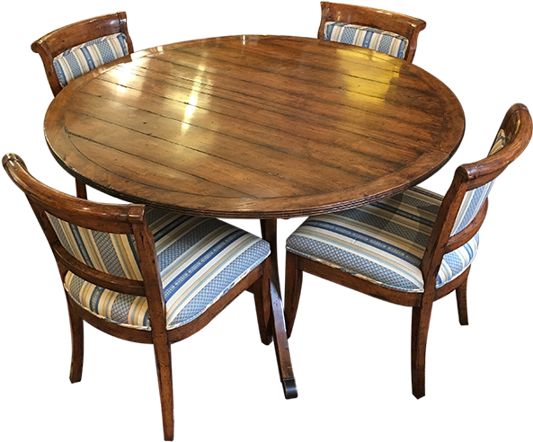 Guy Chaddock 54" Table Four Upholstered Dining Chairs - Kitchen & Dining Room Table (640x640), Png Download