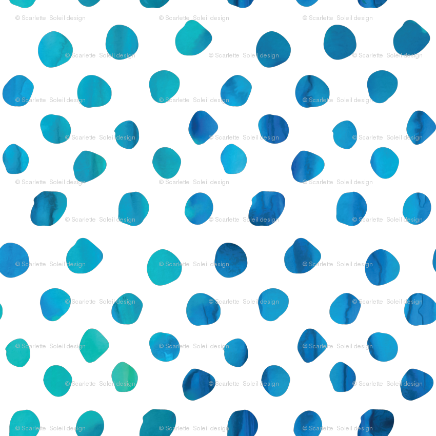 "messy" Watercolor Dots Fabric - Carrelage Motif Noir Et Blanc (850x850), Png Download