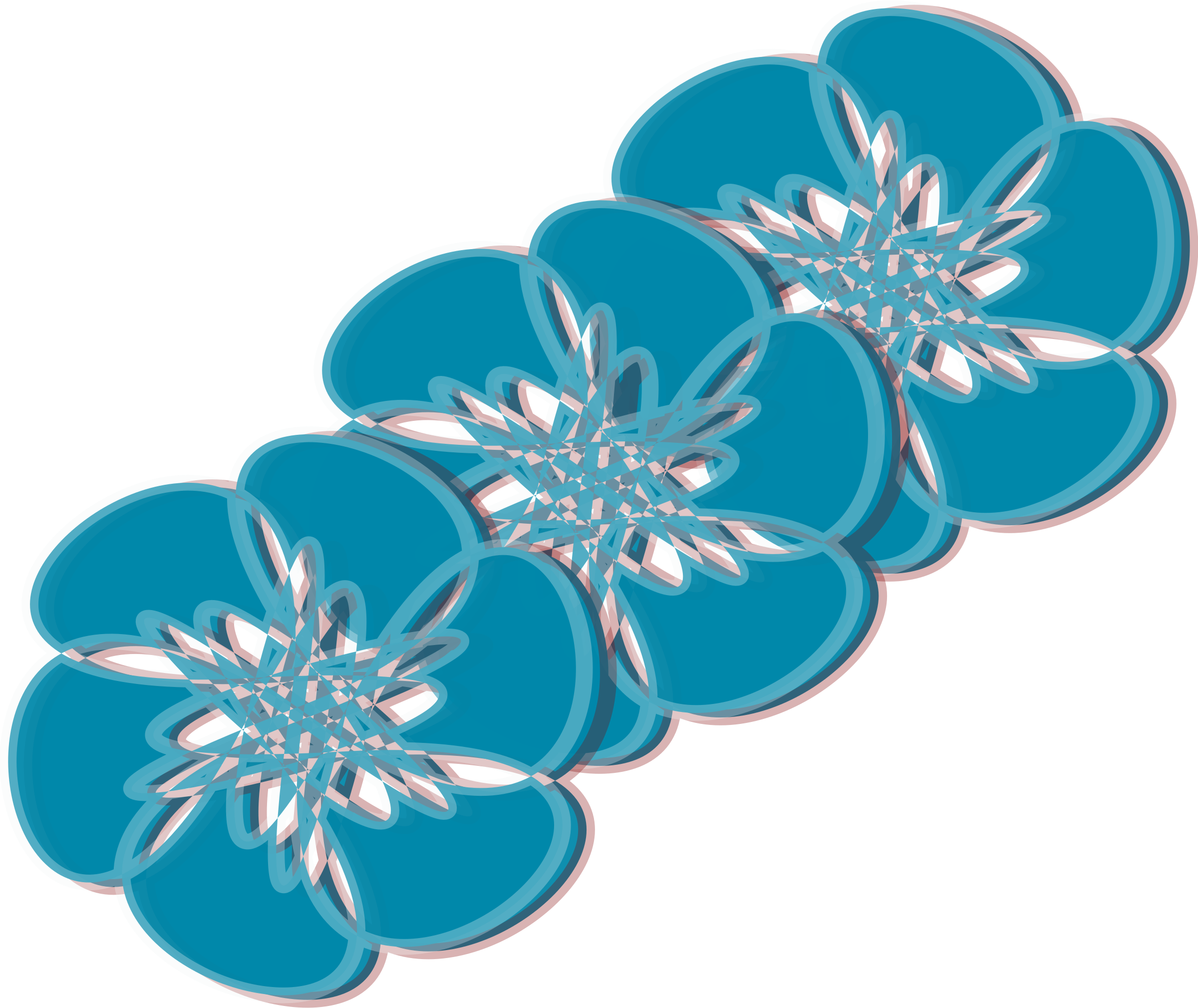 Blue Flower Clipart Teal Flower - Blue Flowers .png (2400x2019), Png Download