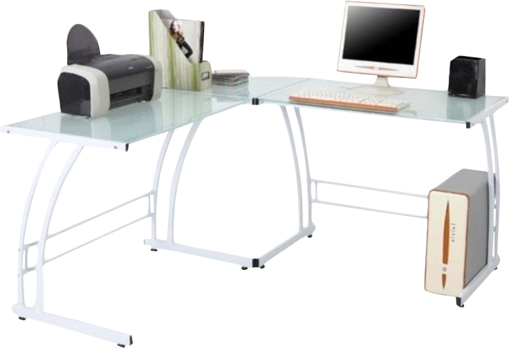 Lumisource Gamma Computer Workstation In White - Lumisource Desk Ofd-tm-bitdbl W Gamma Workstation (798x798), Png Download