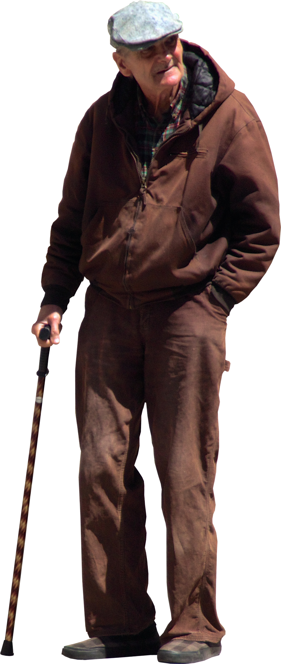 Old Man With Walking Stick And Flat Cap Cut Out People, - Old Man Png (973x2300), Png Download