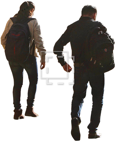 Man Walking Away Backpack - Png Person Walking Up Stairs (450x450), Png Download