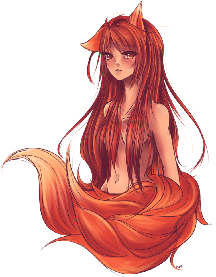 59 Images About Wolf On We Heart It - Red Haired Kitsune Girl (806x992), Png Download