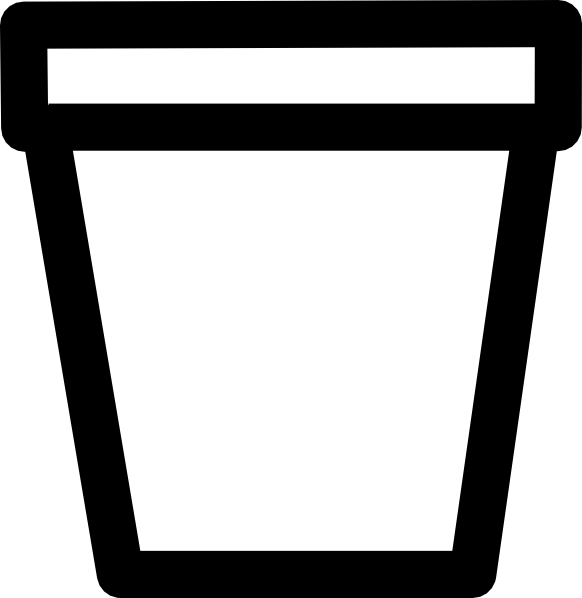 Flower Outline Clip Art - Plant Pot Black And White (582x598), Png Download