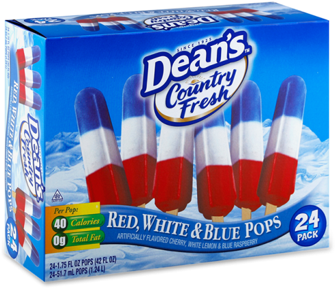 Dean's Country Fresh Red, White, And Blue Pops - Deans Country Fresh Ice Cream Sandwiches, Superscoops, (547x900), Png Download