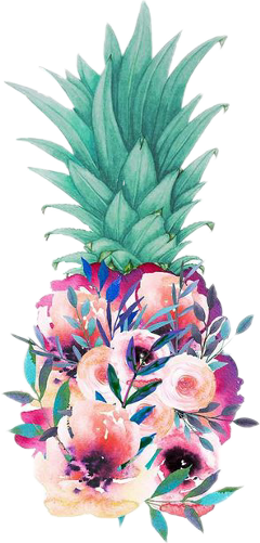 Pineapple Tropical Drawing Art Flowers - Floral Pineapple (240x501), Png Download