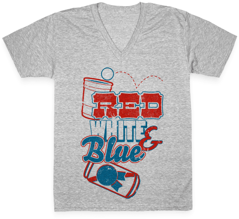 Red, White, And Blue V-neck Tee Shirt - Active Shirt (484x484), Png Download