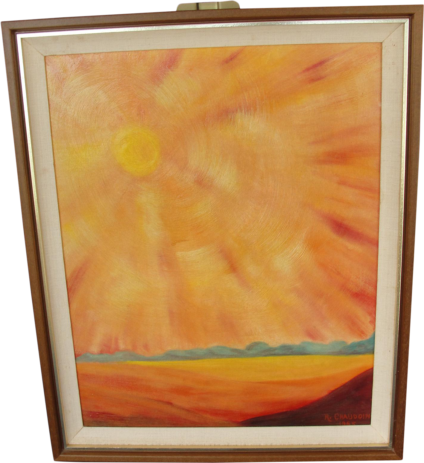 Vintage Impressionist Oil On Board Painting Of Sun - Painting (1573x1720), Png Download