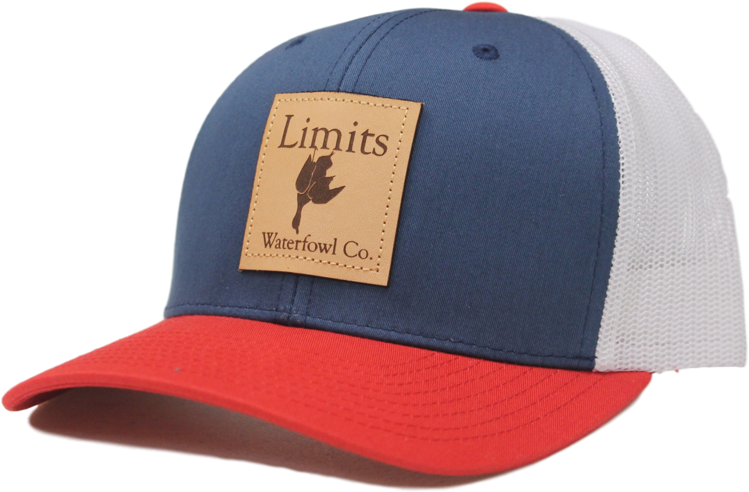 Square Patch Logo Trucker Red, White, Blue Hat Limits (2048x1365), Png Download