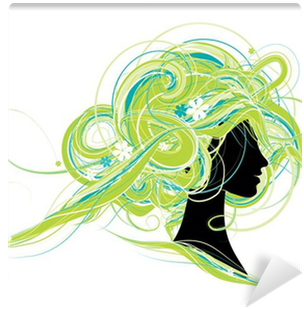 Woman Head Silhouette, Hairstyle Design Wall Mural - Illustration (400x400), Png Download