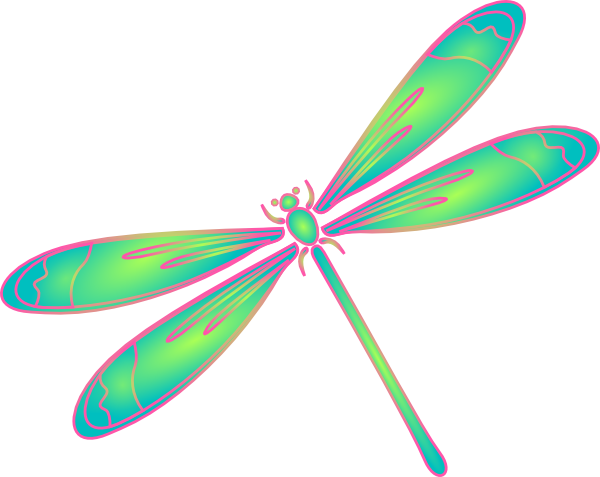 Vector Library Download In Flight Blue Green Pink Clip - Free Clip Art Dragonfly (600x477), Png Download