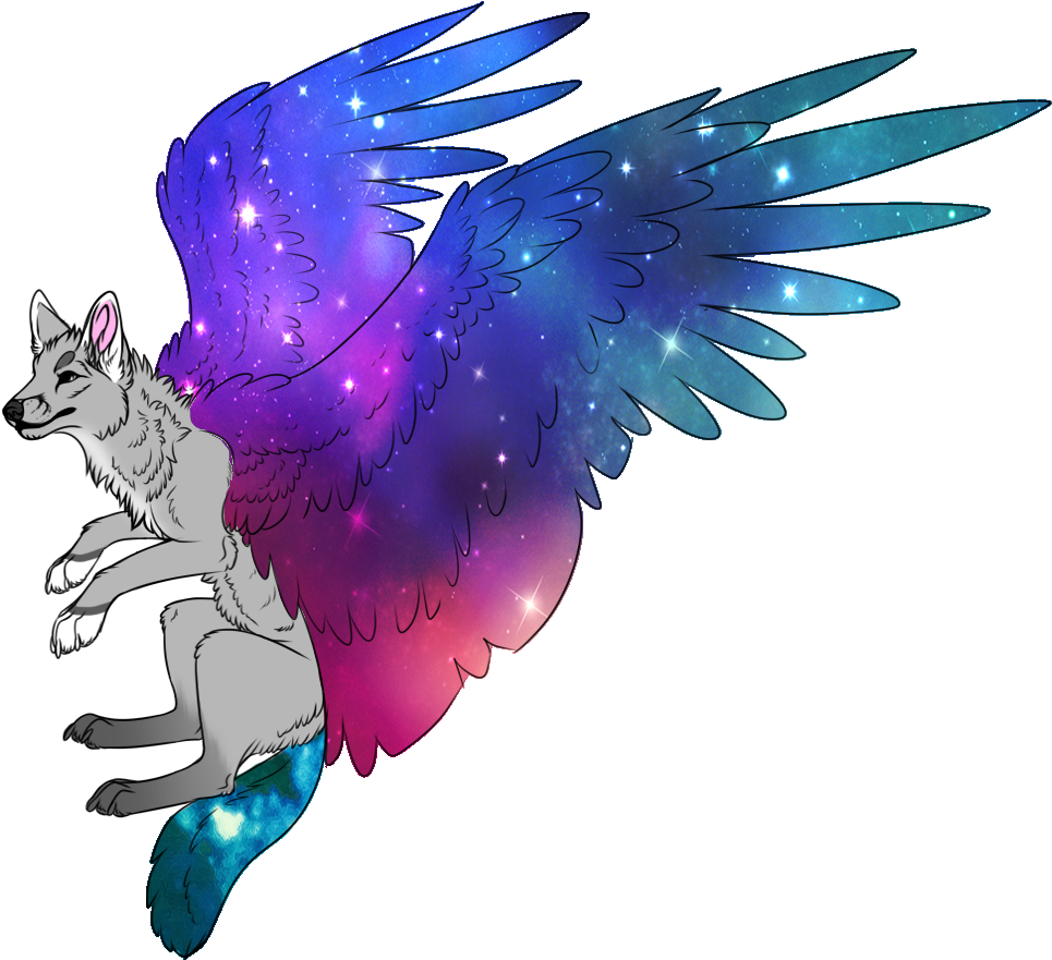 Wolf Clipart Tumblr Transparent - Galaxy Dog Drawing (978x891), Png Download