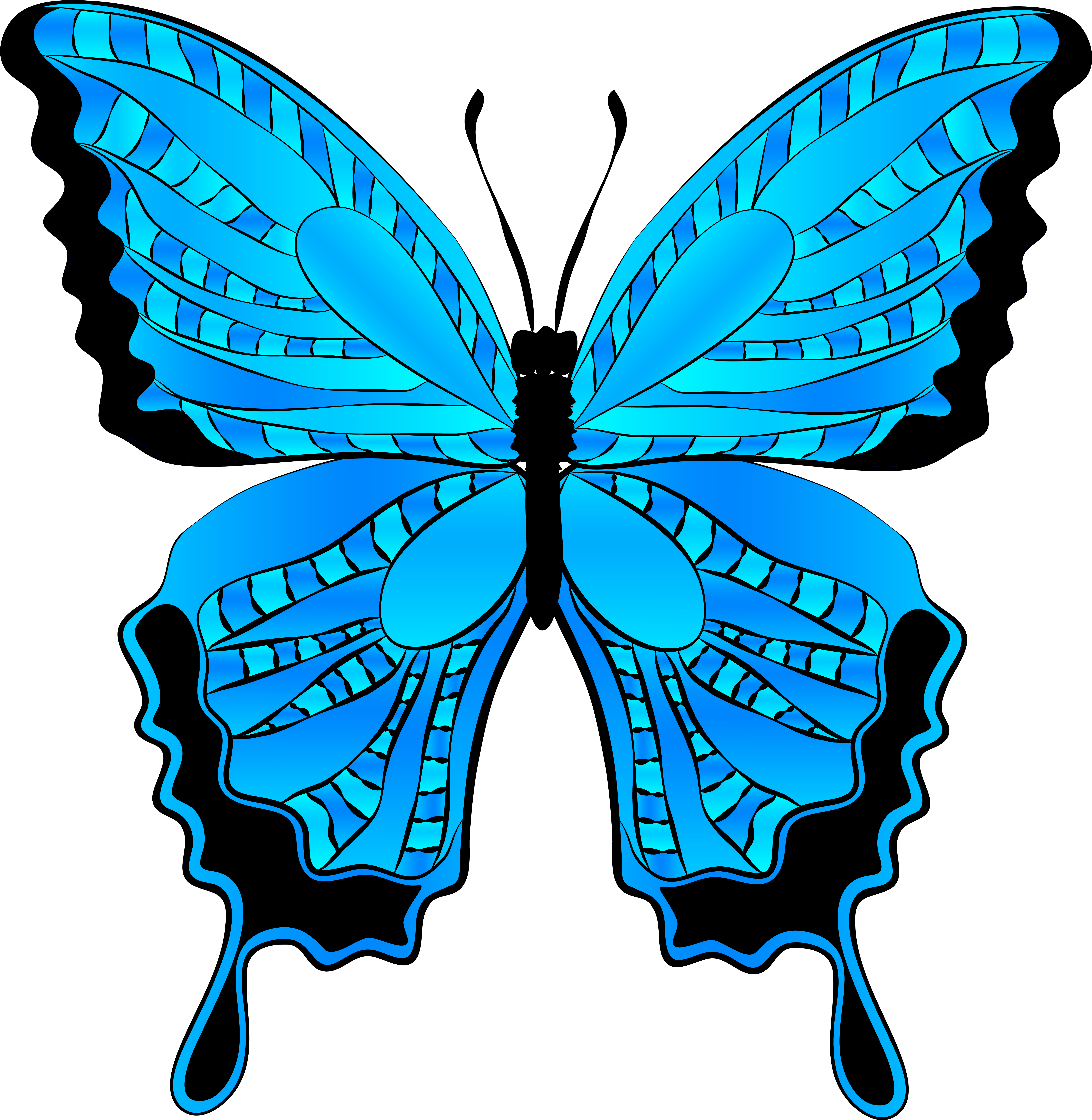 Butterfly Clip Art Bedroom Designs Dragonflies And - Blue Butterfly Clipart (6117x6224), Png Download