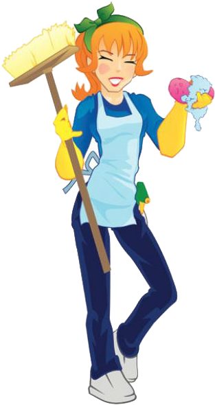 Human Using Vacuum Cleaner - Cartoon Cleaning Lady With Vacuum (347x596), Png Download