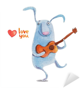 Bunny With Guitar - Illustration (400x400), Png Download