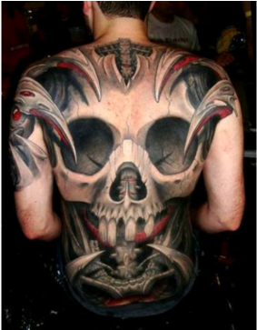 Large Skull Back Body Tattoo - Tattoos For Boys On Back (500x362), Png Download